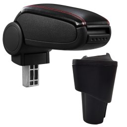 Cotieră pentru VW Touran 1 (02.2003-05.2015) negru piele ecologica cu cusatura rosie
