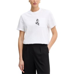 KARL LAGERFELD T-Shirt Ikon Peek A Boo Pocket B2W17081 100 white
