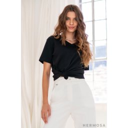 Tricou uni din bumbac AGNES Hermosa, negru