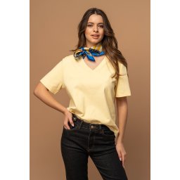 Tricou uni din bumbac premium CLARA Hermosa, galben