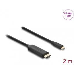 Cablu USB Type C la HDMI (DP Alt Mode) 8K60Hz cu HDR T-T 2m Negru, Delock 80599