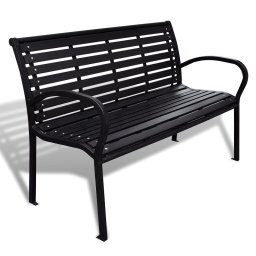 Gossi banca de gradina, negru, 125 cm, otel si wpc