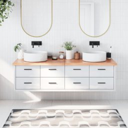 Gossi blat de baie, maro deschis, 180x50x(2-4) cm, lemn masiv tratat