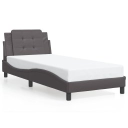Gossi cadru de pat cu lumini led, gri, 100x200 cm, piele ecologica
