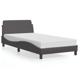 Gossi cadru de pat cu tablie, gri, 100x200 cm, piele ecologica
