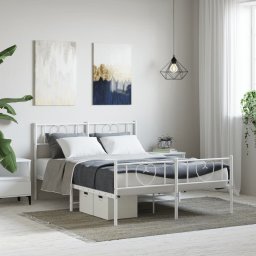 Gossi cadru de pat metalic cu tablie, alb, 120x190 cm