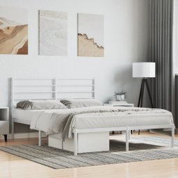 Gossi cadru de pat metalic cu tablie, alb, 140x190 cm
