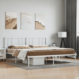 Gossi cadru de pat metalic cu tablie, alb, 180x200 cm