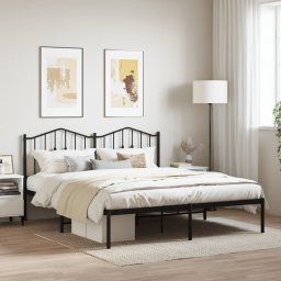 Gossi cadru de pat metalic cu tablie, negru, 180x200 cm