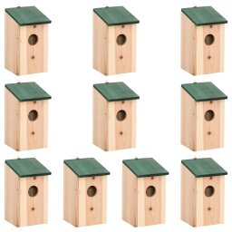 Gossi casute de pasari,10 buc., 12x12x22 cm, lemn masiv de brad