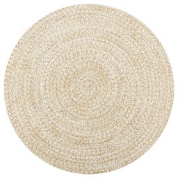 Gossi covor manual, alb si natural, 90 cm, iuta