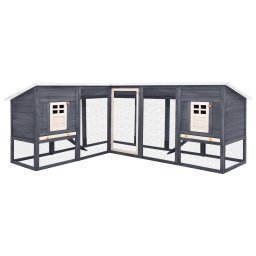 Gossi cusca iepuri exterior, spatiu de joaca, gri/alb, lemn de brad