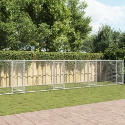 Gossi cusca pentru caini cu usi, gri, 12x2x1,5 m, otel galvanizat