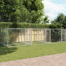Gossi cusca pentru caini cu usi, gri, 6x2x1,5 m, otel galvanizat
