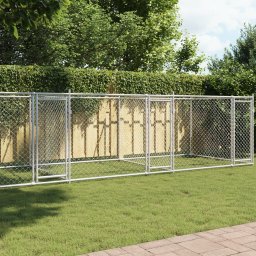 Gossi cusca pentru caini cu usi, gri, 8x2x1,5 m, otel galvanizat