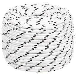 Gossi franghie impletita pentru barca, alb, 12 mm x 25 m, poliester