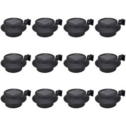 Gossi lampi solare de exterior pentru gard, 12 buc., negru, led