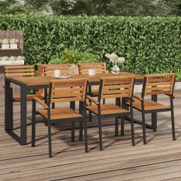 Gossi masa gradina picioare forma de u 200x90x75 cm lemn masiv acacia