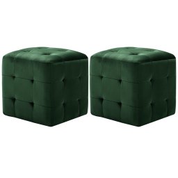 Gossi noptiere, 2 buc., verde, 30 x 30 x 30 cm, tesatura catifea