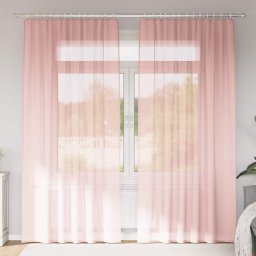 Gossi perdele voile cu bucle 2 buc roz 140x225 cm