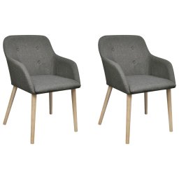 Gossi scaune bucatarie 2 buc, gri deschis, textil & lemn stejar masiv