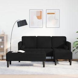 Gossi set canapea de 2 piese cu perne din material negru