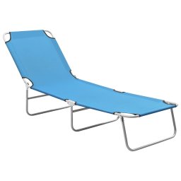 Gossi Șezlong de plaja pliabil, albastru turcoaz, otel si textil