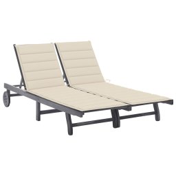 Gossi Șezlong gradina cu perne, 2 persoane, gri, lemn masiv acacia