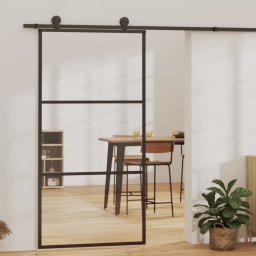 Gossi usa glisanta, negru, 102x205 cm, sticla esg si aluminiu