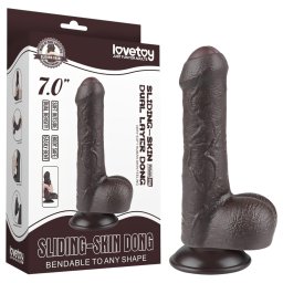 Lovetoy - dildo cu testicule - dublu strat - 18,3cm - maro
