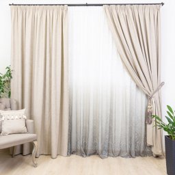 Set 2 draperii Base crem ivoire, cu rejansa Premium creion de 6,5cm