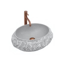 REA-U0633 - Lavoar pentru blat MIKA GABRO 38 x 50 cm gri/imitație de piatră