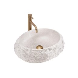 REA-U4332 - Lavoar MIKA pentru blat 38 x 50 cm, bej/gri, imitație de piatră