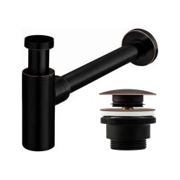 REA-A8536 - Sifon pentru lavoar cu sistem de evacuare CLICK-CLACK, negru
