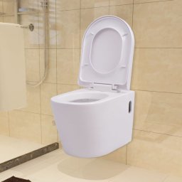 Vas toaleta cu montare pe perete, ceramica, alb GartenMobel Dekor
