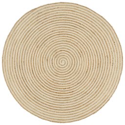 Covor lucrat manual cu model spiralat, alb, 90 cm, iuta GartenMobel Dekor