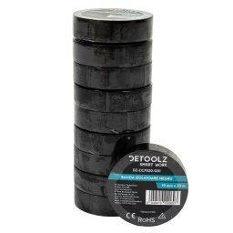Set 10 benzi izolatoare Detoolz 19 mm x 20 m, negre (G01)