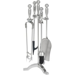 Set unelte pentru semineu Homefire FT53S, 4 piese, nichelat, 53 cm