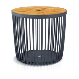 Masuta 2în1 Clubo cu capac din bambus, cos depozitare 50L, antracit