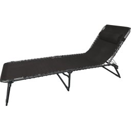 Sezlong pliabil Veracruz negru, cu spatar reglabil, 190x58x28 cm