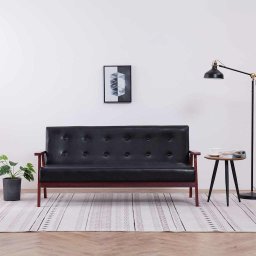 Canapea cu 3 locuri, negru, piele ecologica GartenMobel Dekor