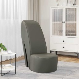 Scaun, design toc înalt, gri, piele artificiala GartenMobel Dekor