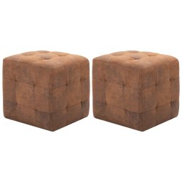 Noptiere, 2 buc., maro, 30x30x30, piele întoarsa ecologica GartenMobel Dekor