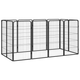 Tarc caini 12 panouri negru 50x100 cm otel vopsit electrostatic GartenMobel Dekor
