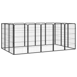 Tarc caini 16 panouri negru 50x100 cm otel vopsit electrostatic GartenMobel Dekor