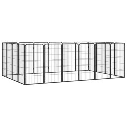 Tarc caini 20 panouri negru 50x100 cm otel vopsit electrostatic GartenMobel Dekor