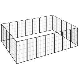 Tarc caini 24 panouri negru 50x100 cm otel vopsit electrostatic GartenMobel Dekor