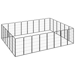 Tarc caini 28 panouri negru 50x100 cm otel vopsit electrostatic GartenMobel Dekor