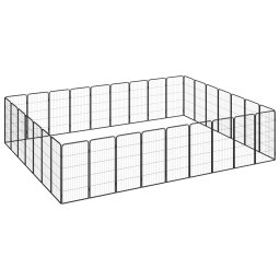 Tarc caini 32 panouri negru 50x100 cm otel vopsit electrostatic GartenMobel Dekor