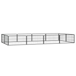 Tarc caini 12 panouri negru 100x50 cm otel vopsit electrostatic GartenMobel Dekor